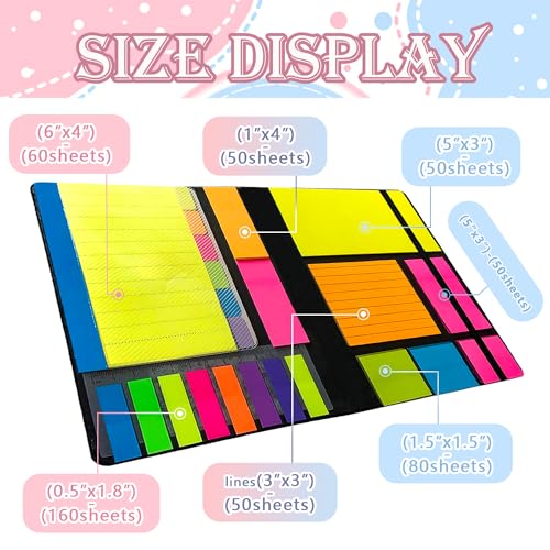 JIURUN Sticky Notes Set 710 Pack, Divider Sticky Notes Tabs, Office Supplies, Planner Sticky Note Dividers Tabs, Book Notes, Back to School Supplies (710pcs) - Image 2