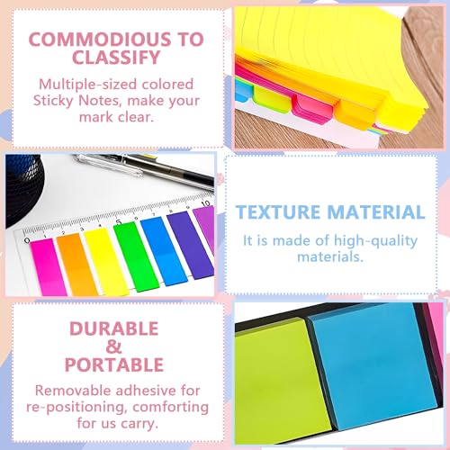 JIURUN Sticky Notes Set 710 Pack, Divider Sticky Notes Tabs, Office Supplies, Planner Sticky Note Dividers Tabs, Book Notes, Back to School Supplies (710pcs) - Image 4