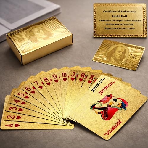 Toyshine Gold Plated Poker Playing Card Game, Classic PVC Poker Table Cards For Adults,Pack Of 54 Cards - Image 2