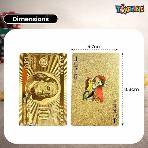 Toyshine Gold Plated Poker Playing Card Game, Classic PVC Poker Table Cards For Adults,Pack Of 54 Cards - Image 3