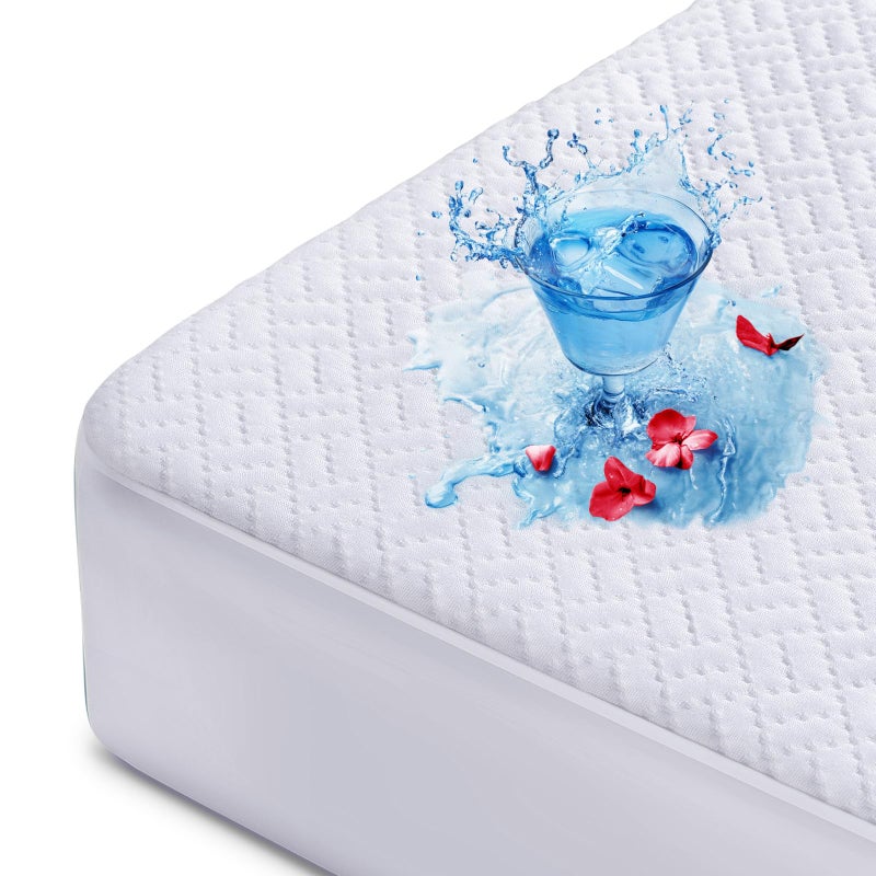 Hanherry 100 Waterproof Mattress Protector Full Size Mattress Cover 3D Air Fabric Cooling Mattress Pad Cover Smooth Soft Breathable Noiseless 821 Deep Pocket
