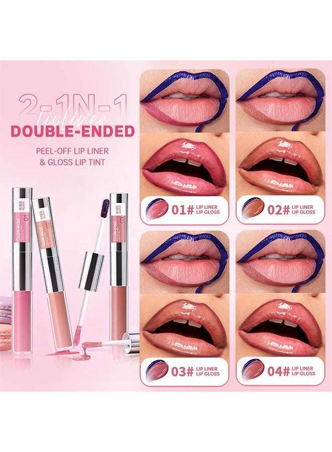 OLIBOLLA Double-Ended Peel Off Lip Liner & Color Changing Lip Oil， Long-Lasting Smudge-Proof Soft Rosy Peach Lip Tint & Lip Stain Liner with Hydrating High Shine Gloss for Defined, Fuller Peachy Lips – Waterproof Soft Glam Lip Makeup #03 - Image 3