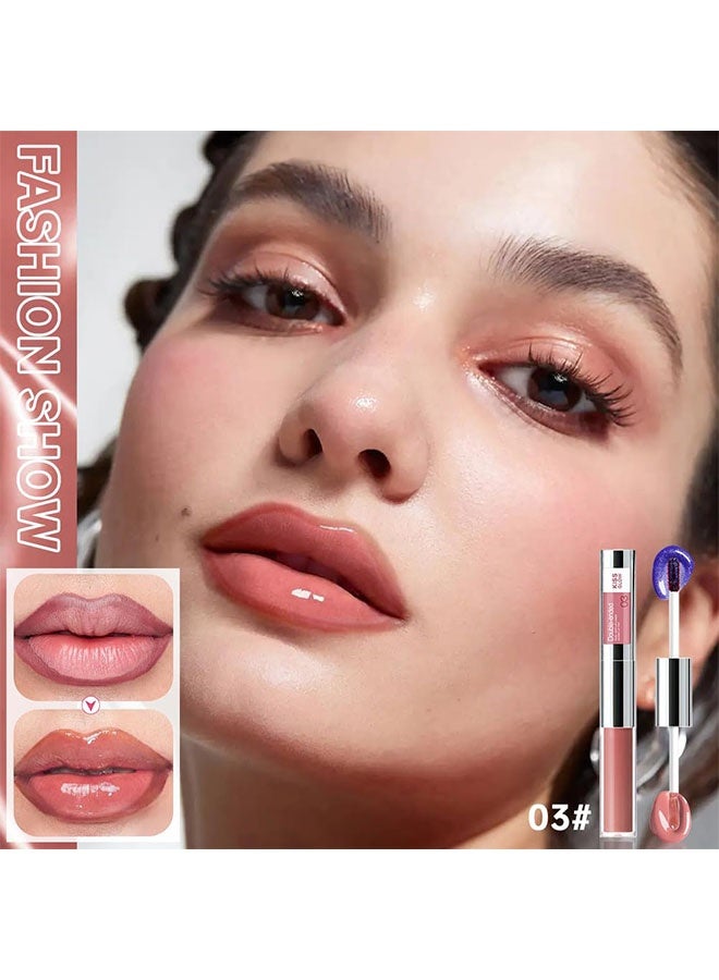 OLIBOLLA Double-Ended Peel Off Lip Liner & Color Changing Lip Oil， Long-Lasting Smudge-Proof Soft Rosy Peach Lip Tint & Lip Stain Liner with Hydrating High Shine Gloss for Defined, Fuller Peachy Lips – Waterproof Soft Glam Lip Makeup #03 - Image 2