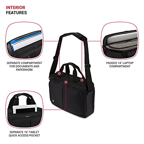 Wenger Luggage Source Padded Organizer Briefcase with Scratch Protection, Black, 14-inch (601366) - Image 2