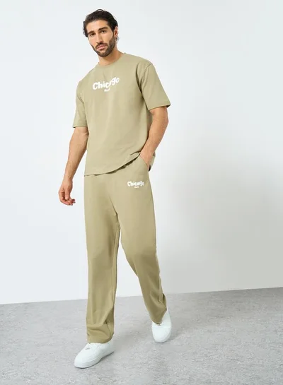 Styli Chicago Print Oversized T-Shirt and Joggers Co-ords