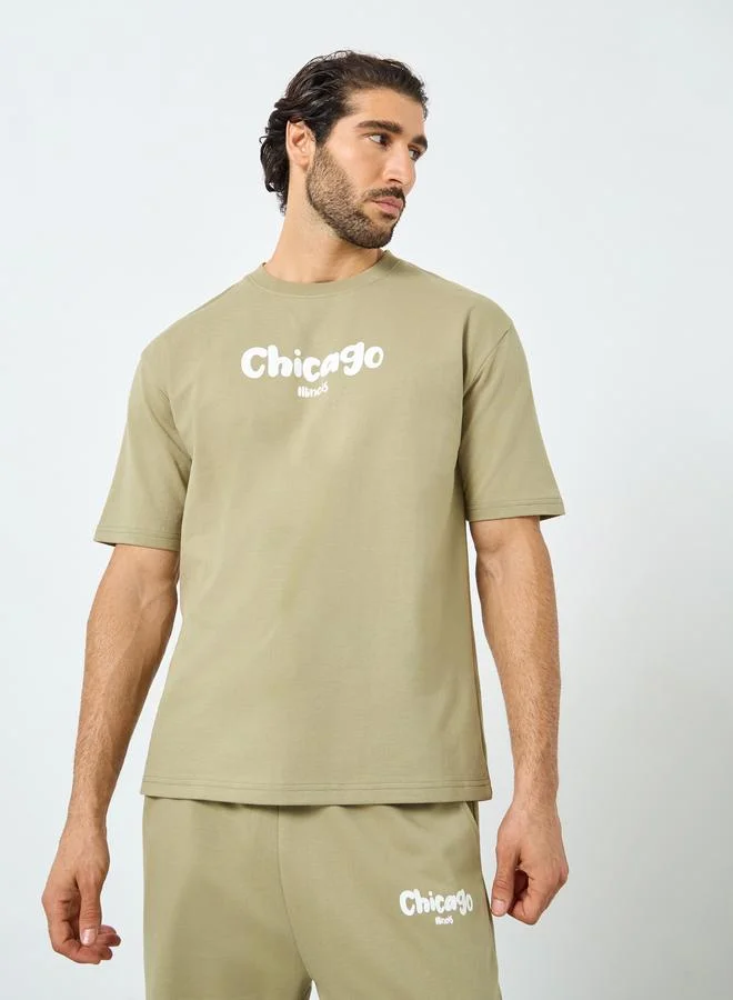 Styli Styli Chicago Print Oversized T-Shirt and Joggers Co-ords