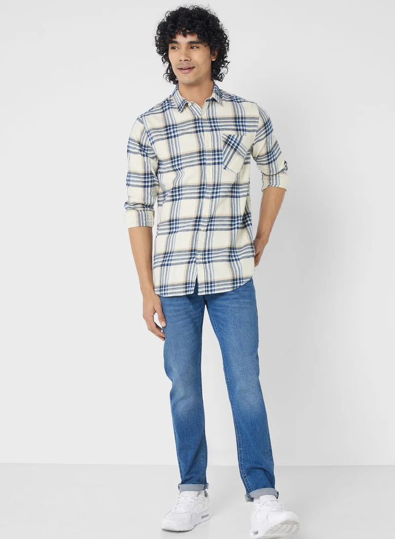 Lee Cooper Flap Pockets Regular Fit Checked Shirt