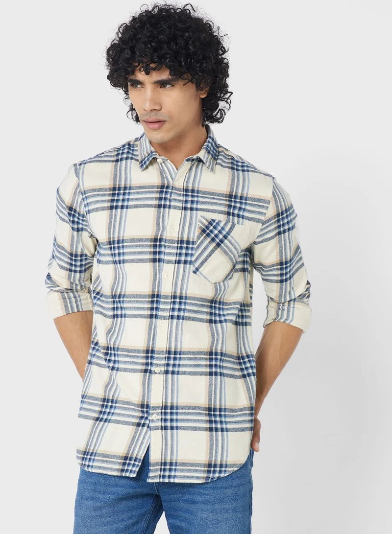 Lee Cooper Flap Pockets Regular Fit Checked Shirt