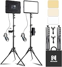 NiceVeedi 2-Pack LED Video Light Kit,  Studio Light, 2800-6500K Dimmable Photography Lighting Kit with Tripod - Image 1