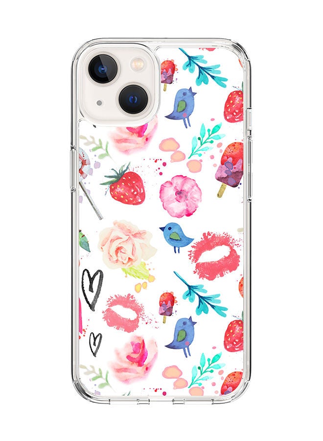 Stylizedd Classic Clear Case for Apple iPhone 14 Hybrid Soft Case Flexible Edges Anti Drop TPU PC Gel Thin Transparent Cover [ Designed for Apple iPhone 14 ] - Summer Fever Full Print - Image 1