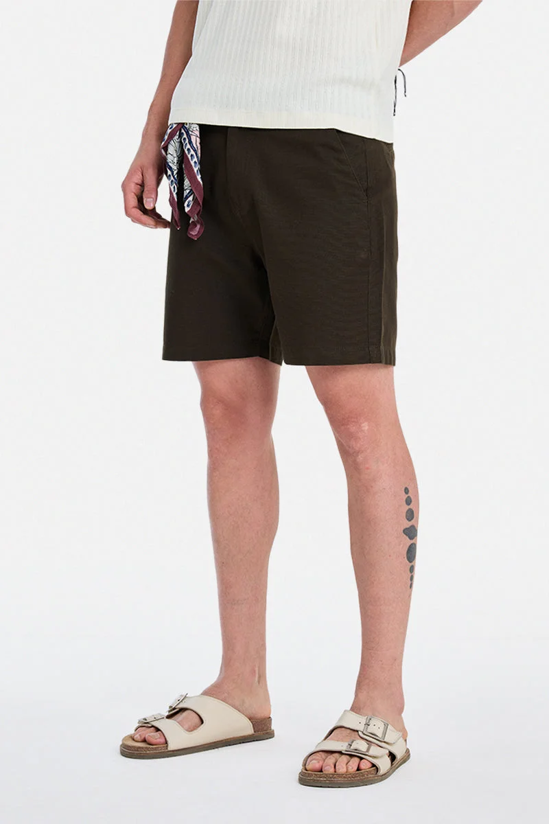 SNITCH Brown Solid Relaxed Casual Shorts
