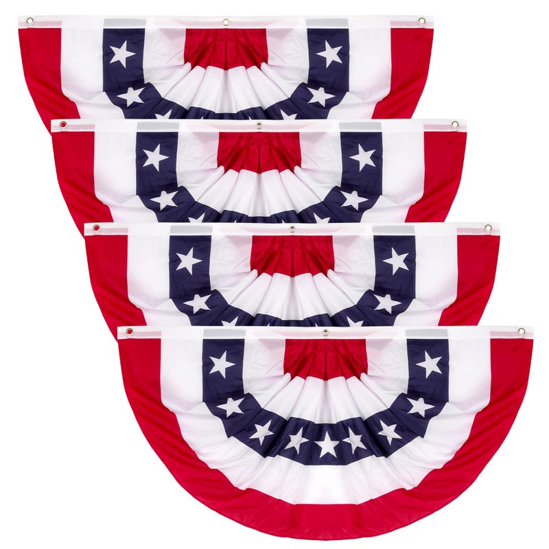 Heartome 2 4 FT 4th of July Decorations 4 PCS Bunting Flags Outdoor Patriotic Fourth of July Banner Red White and Blue American Pleated Fan Flag for Memorial Day Independence Day 250th Anniversary Decor - Image 2