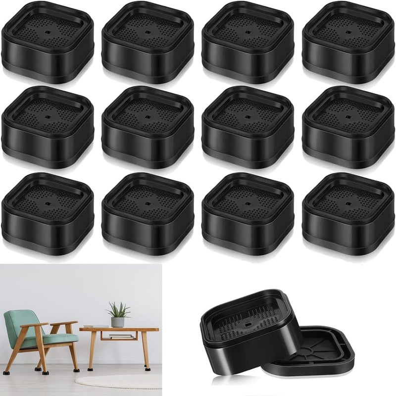 Adjustable Furniture Risers: Black 1Inch/1.9Inch/2.8Inch Heavy Duty PP Plastic With Anti-slip Rubber Bottoms - Shock Absorption Stackable Design, Robotic Vacuum Access & Extra Storage Space - For Home - Image 1