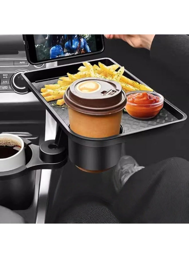 Soofam Car Cup Holder Expander Tray – Multifunctional Car Table with 360° Rotation, Adjustable Base & Detachable Tray – Cup Holder Car Organizer for Snacks, Drinks, Phone – Travel Road Trip Accessory - Image 4