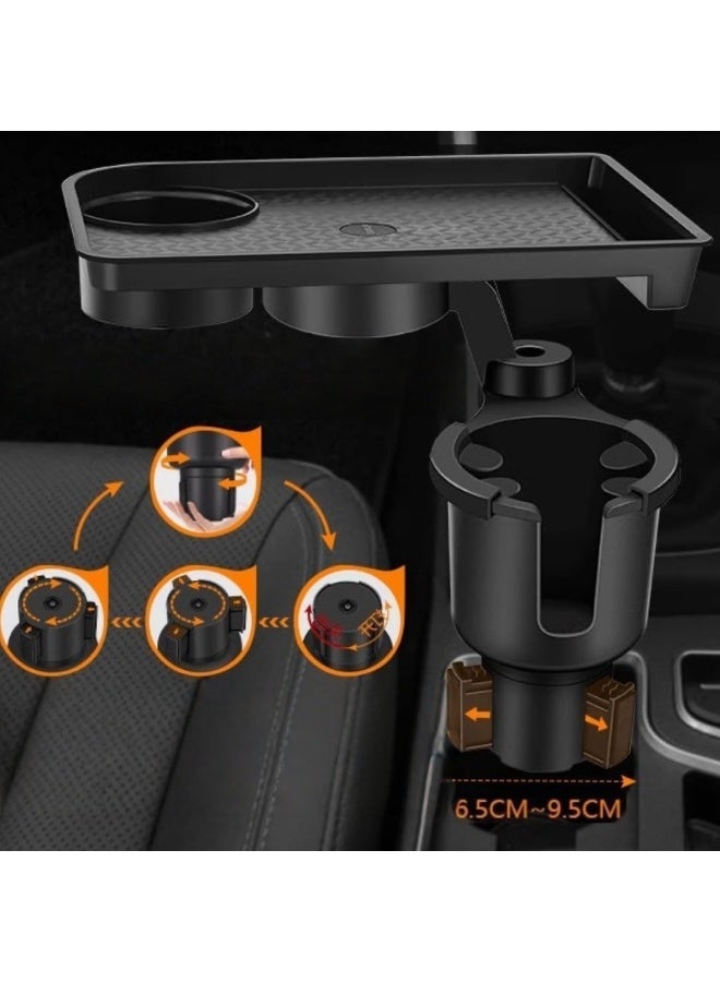 Soofam Car Cup Holder Expander Tray – Multifunctional Car Table with 360° Rotation, Adjustable Base & Detachable Tray – Cup Holder Car Organizer for Snacks, Drinks, Phone – Travel Road Trip Accessory - Image 5