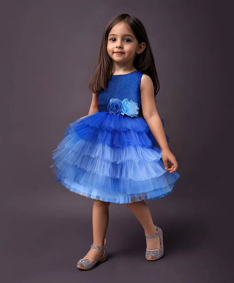 Mark & Mia Mark & Mia Ombre Sequined Party Dress with Rose Detailing - Blue
