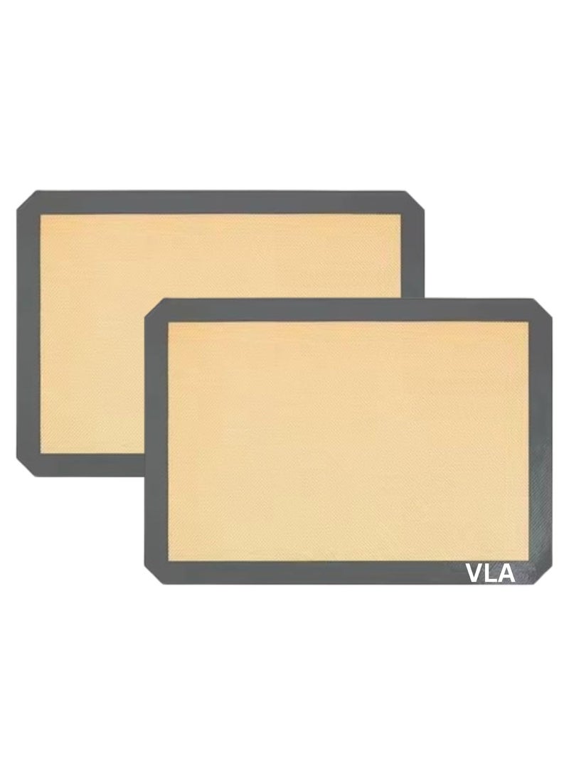 Non-Stick Silicone Baking Mats (New Beige/Gray, 2-Pack)