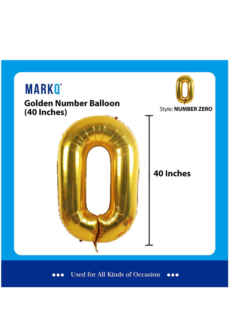مارك 40 بوصة بالونات أرقام | بالونات الهيليوم المصنوعة من رقائق الذهب الكبيرة للذكرى السنوية والزفاف ولوازم زينة حفلات عيد الميلاد (رقم 0) - Image 2