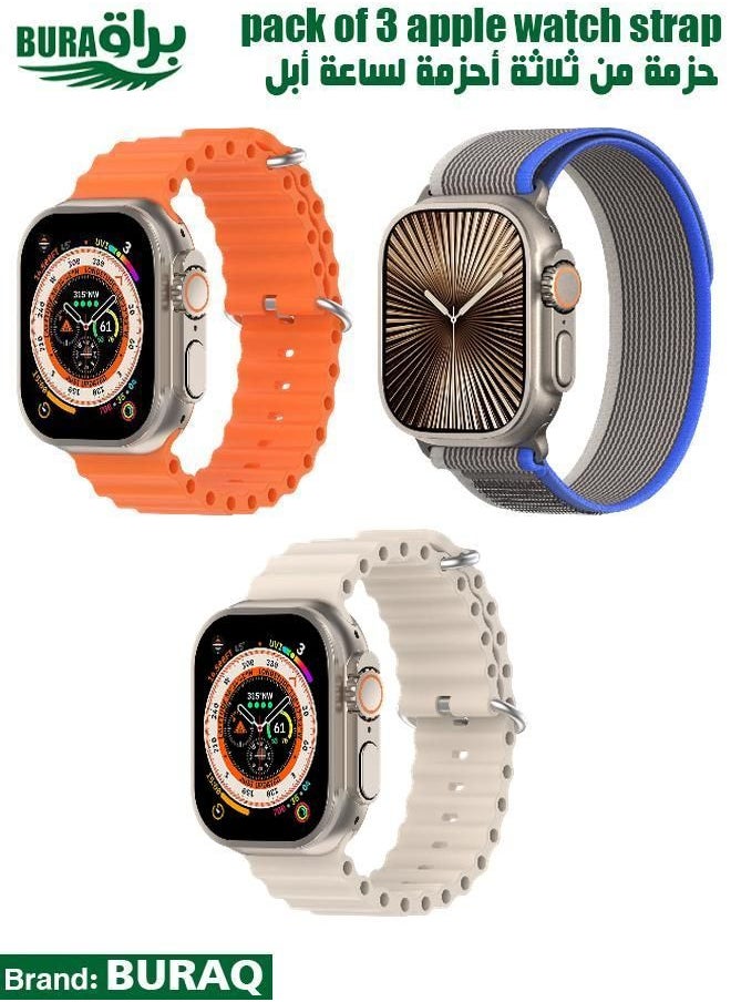 BURAQ - Apple Watch Band Strap For Apple Watch Ultra 2/Ultra 49mm, Series 10 46mm, 9/8/7 45mm, SE2/SE/6/5/4 44mm, 3/2/1 42mm - Image 1
