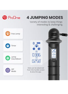 ProOne Pgh600 Smart Skipping Rope With Counter, Adjustable Wireless Skipping Rope, App Analysis Data, Fitness Skipping Rope Men Women Kids, Crossfit Training Equipment  - Image 3