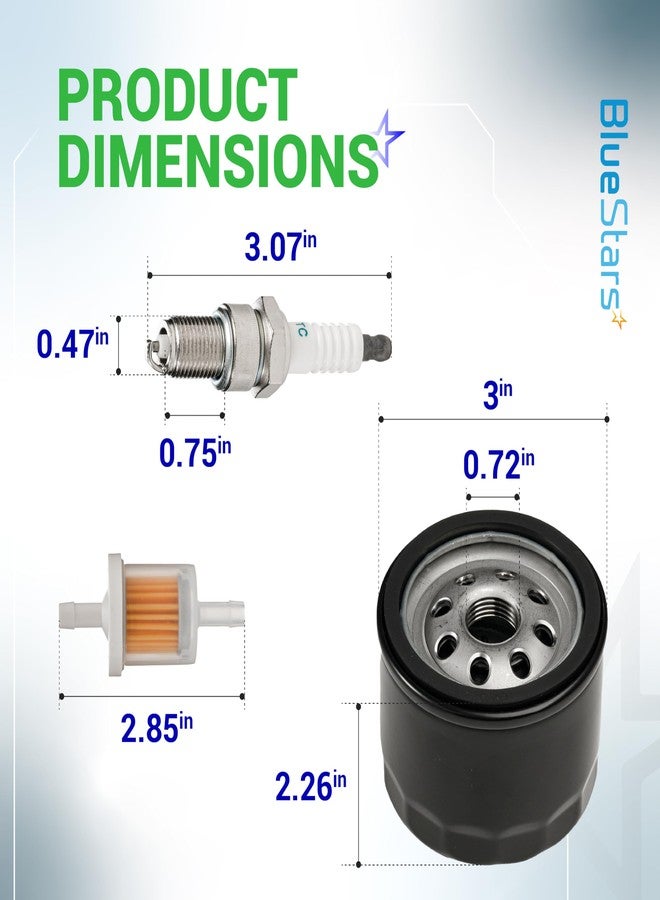 BlueStars FR691V Tune Up Kit - Compatible with Kawasaki FR651V FR730V FS481V FS541V FS600V FS651V FS691V FS730V Engine Lawn Mower 49065-7007 Oil Filter 11013-0752 Air Filter 11013-7046 Pre Filter - Image 4