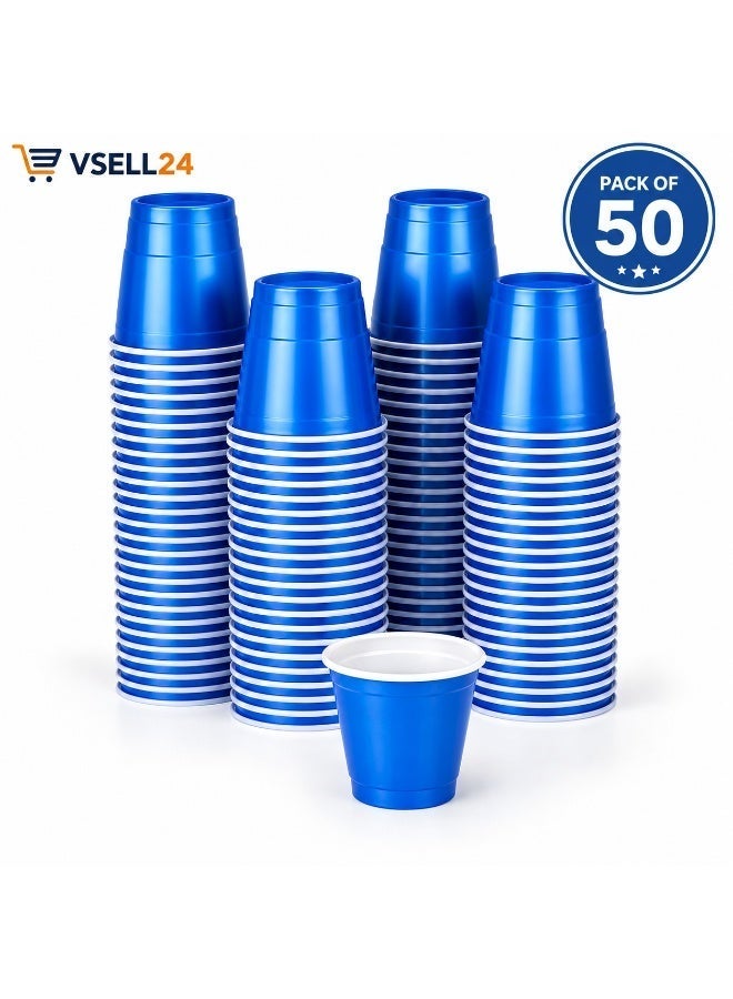 vsell24 Pack of 50 Mini 2oz Disposable Plastic Shot Cups – Small Party Cups for Jello Shots, Coffee, Condiments, Snacks, Fruit, Samples & Tastings - Image 1
