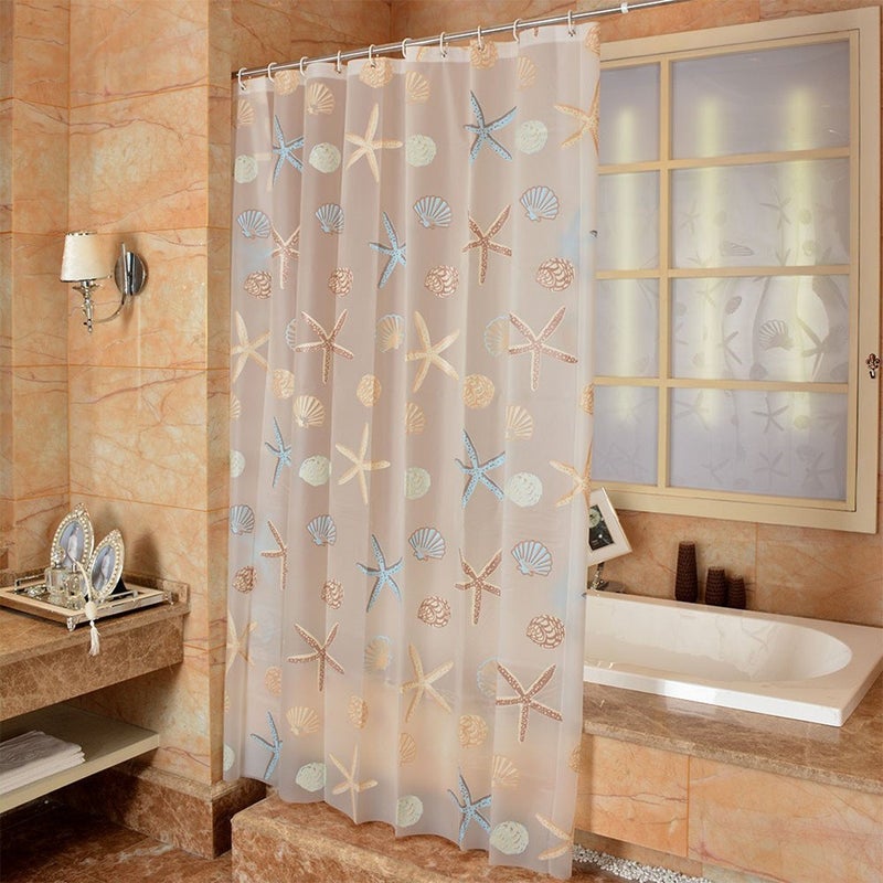Ufatansy Shower Curtain Liner Sea Star Theme Pattern Curtain Set Waterproof 100 EcoFriendly PEVA Bathroom Curtian Stain Resistant with Rustproof Metal Grommets Standard Size 72Lx60W