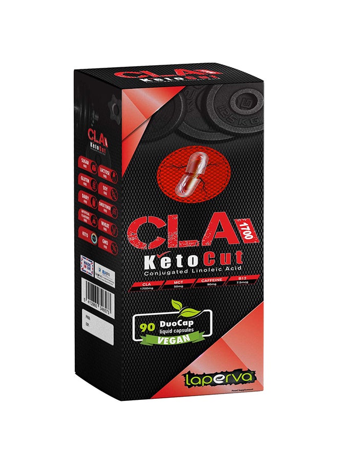 Laperva - CLA Keto Cut Fat Burner - Weight Loss & Muscle Tone Support, Keto-Friendly with Natural Caffeine & Vitamin B12, Gluten-Free & Non-GMO - 90 Duo Cap - Image 1