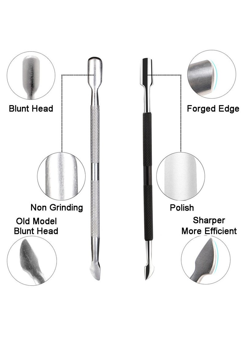 KHAJUL 2 PCS Cuticle Trimmer with Cuticle Pusher, Cuticle Remover, Cuticle Nipper, Professional Stainless Steel Cuticle Cutter Clipper, Durable Pedicure Manicure Tools for Fingernails and Toenails (Black)  - Image 3