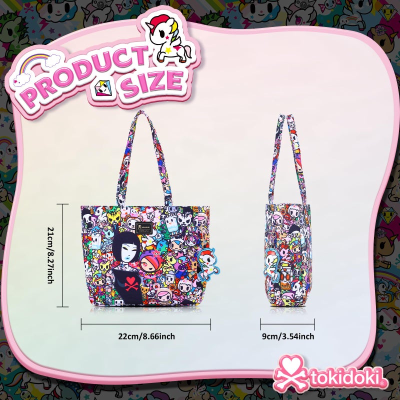 tokidoki Tote Bag for Women Large Shoulder Bag with Unicorno Keychain Cute Tote Handbag for College Work Travel - Image 4