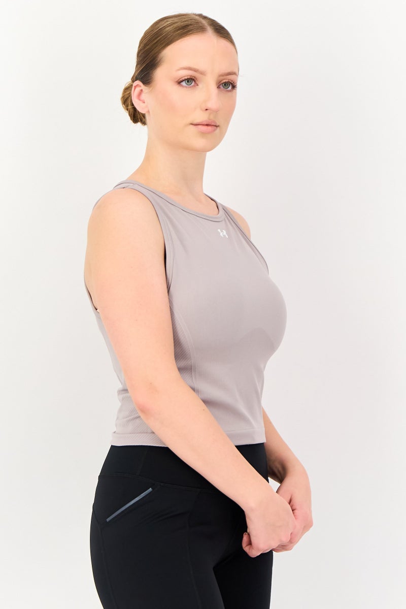 UNDER ARMOUR Women Sportswear Fit Sleeveless Training Tank Top, Light Grey - Image 2