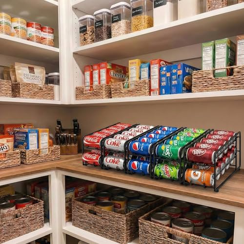CANYAVE Soda Can Organizer Storage Rack, 2 Pack Stackable Beverage Soda Can Dispenser Organizer Holder for Refrigerator, Cabinet, Pantry (Black) - Image 2