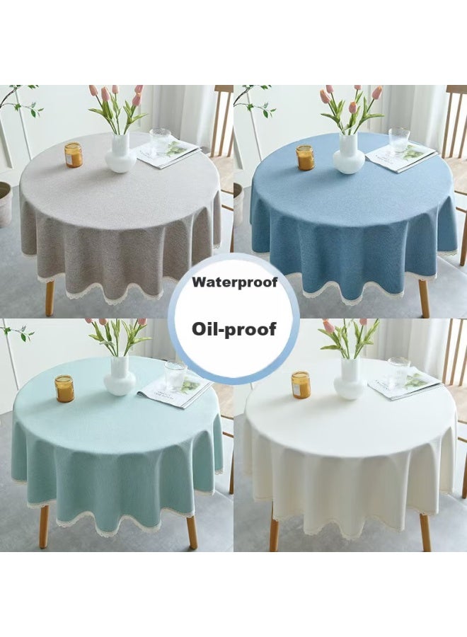 Moon Time Mengtingyuan Tablecloth, Nordic Plain Color, Fresh Style, Home Use, Cotton And Linen Texture, Waterproof And Oil-proof, For Coffee Table And Dining Table, 160*160cm - Image 2