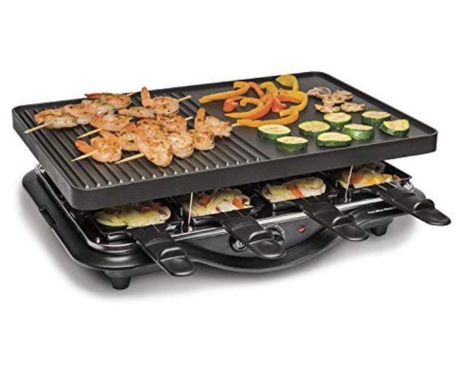 Hamilton Beach Electric Indoor Raclette Table Grill, 200 Sq. In. Pfas-Free Nonstick Griddle Serves Up To 8 People For Parties And Family Fun, Includes 8 Warming Trays, Black (31612Mn-Mx) - Image 4