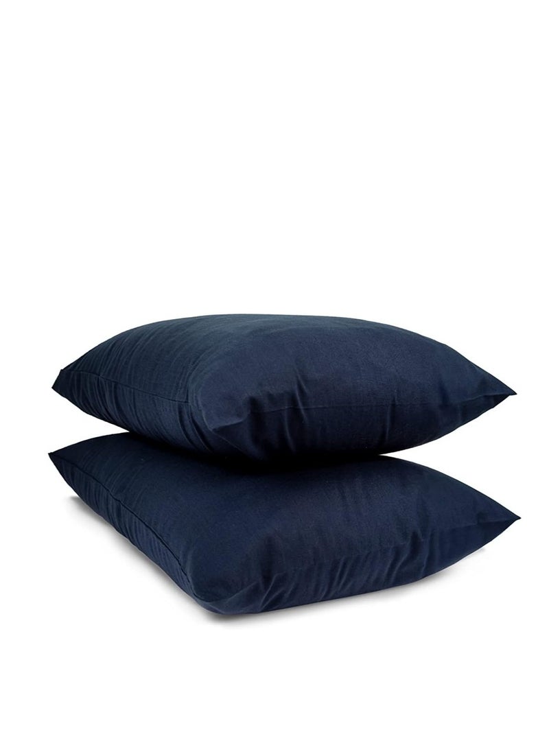 Cotton linen pillowcase set, size 50 * 70 cm, dark blue color