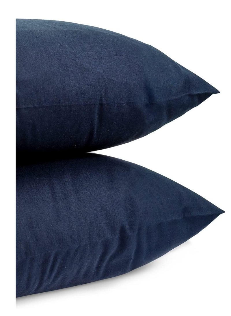 Cotton linen pillowcase set, size 50 * 70 cm, dark blue color