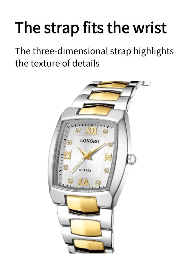Longbo Women's Waterproof Square Watch（Steel strap watch, square business watch, simple and atmospheric quartz watch）  - Image 3