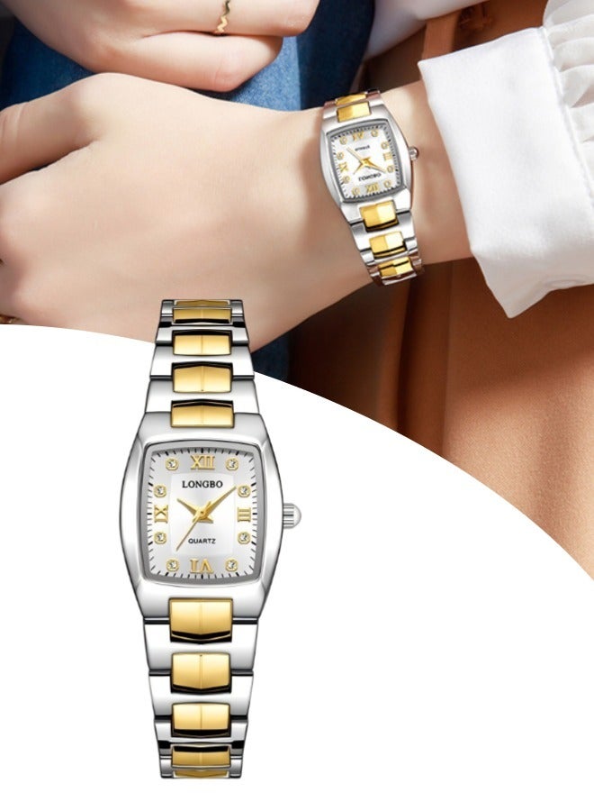 Longbo Women's Waterproof Square Watch（Steel strap watch, square business watch, simple and atmospheric quartz watch）  - Image 1