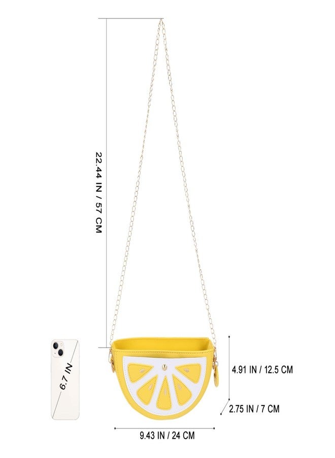 بارتي كينج دوم حقيبة كروس بودي ليمون من بارتي كينغدوم للنساء، حقيبة كتف لطيفة على شكل فاكهة، حقيبة هاتف صغيرة من الجلد الصناعي مع حزام سلسلة للسفر والاستخدام اليومي - Image 4
