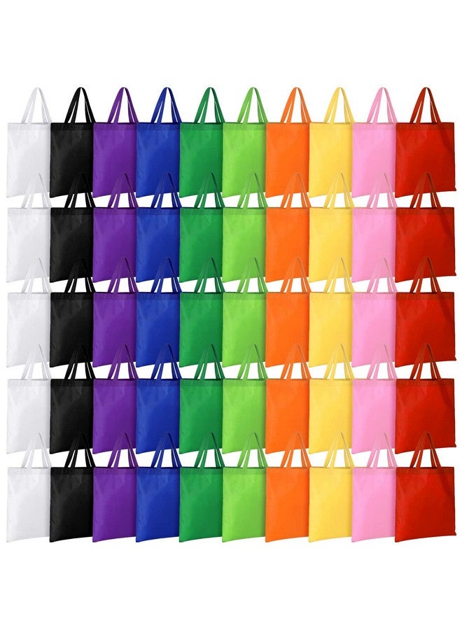 Woanger 100 Pieces Bulk Tote Bags Reusable Shopping Canvas Bags 15'' x 16'' Non Woven Fabric Grocery Pounch with Handles Cloth Fabric Reusable Totes Birthday Party Home Travel, 10 Colors - Image 1