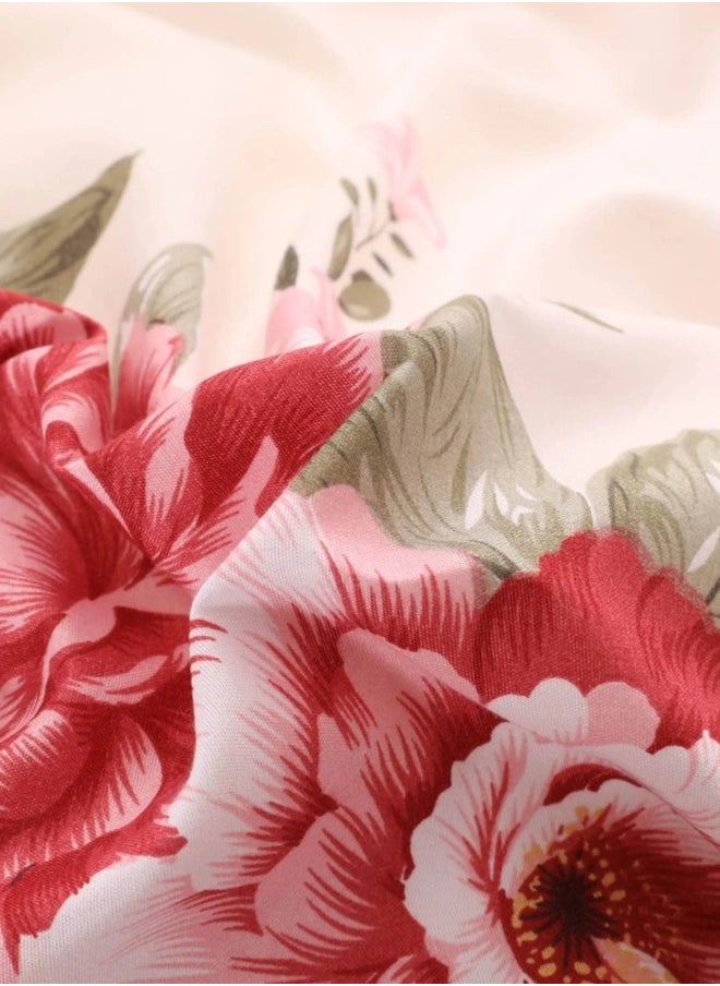LUNA Home - Single size, 4-piece beautiful rose design in a lovely shade of pink. - Image 1