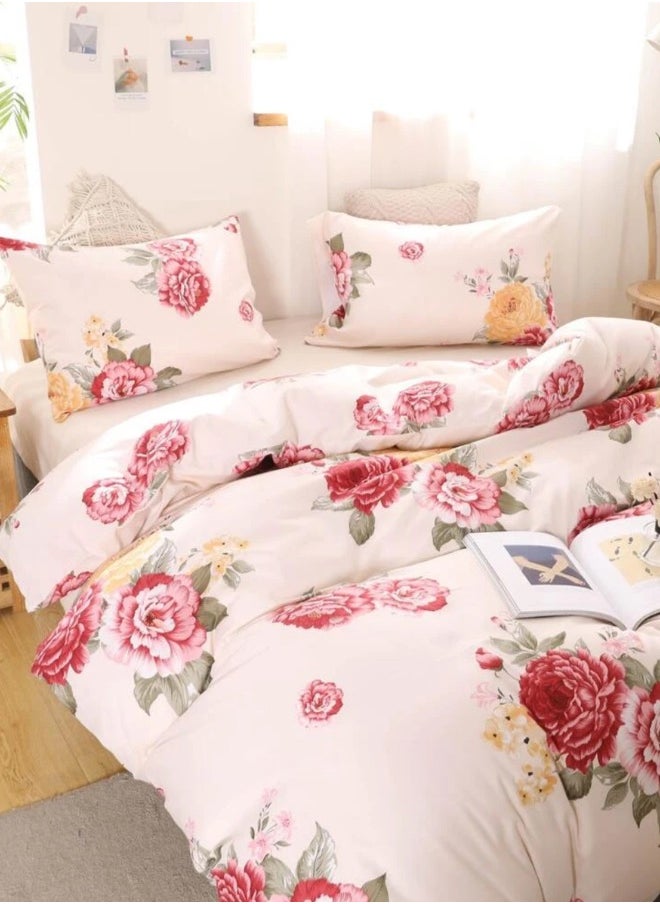 LUNA Home - Single size, 4-piece beautiful rose design in a lovely shade of pink. - Image 1
