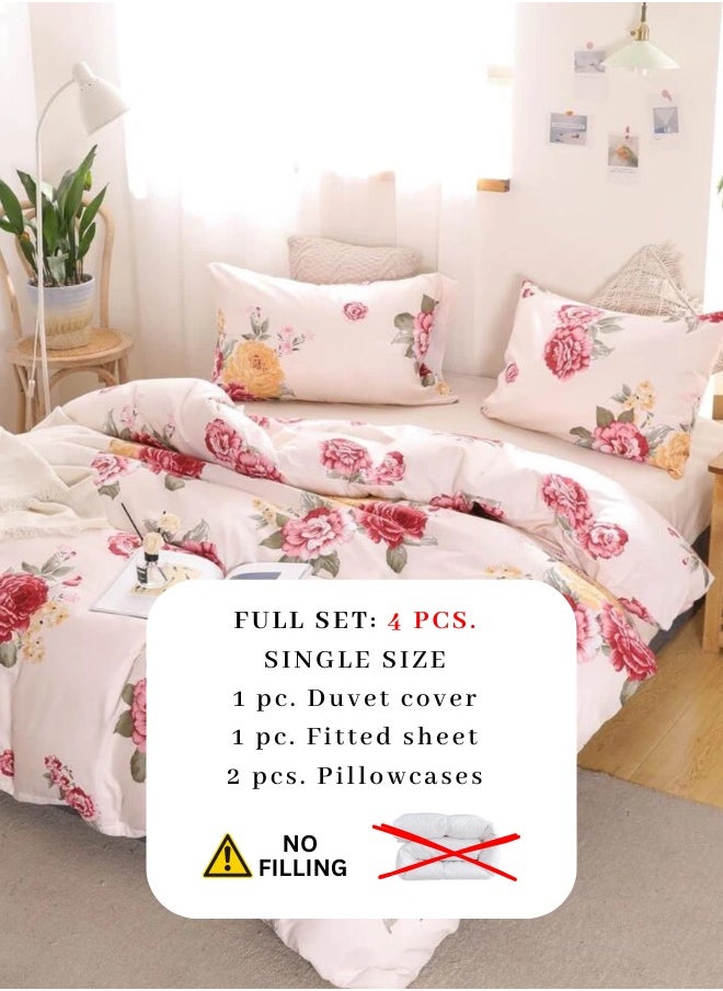 LUNA Home - Single size, 4-piece beautiful rose design in a lovely shade of pink. - Image 1
