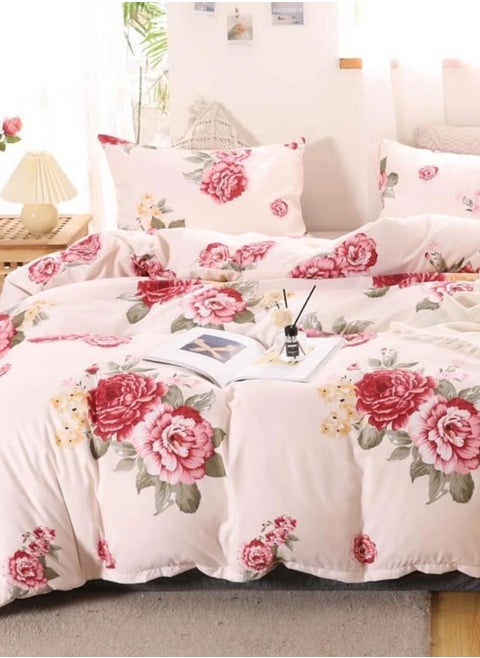 Single size, 4-piece beautiful rose design in a lovely shade of pink.
