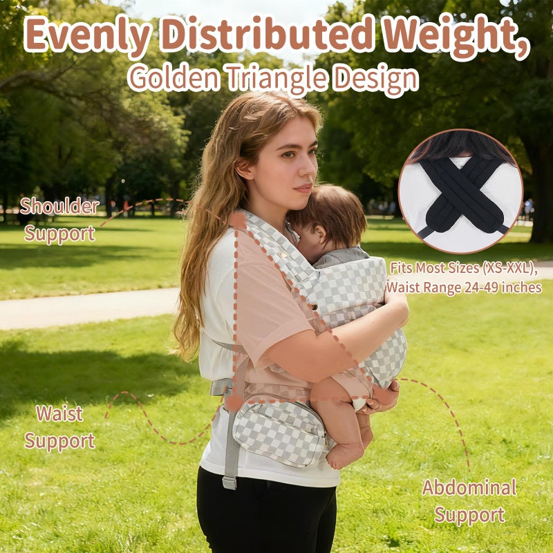 GENTLE MONSTER Baby Carrier Newborn to Toddler - Ergonomic Breathable Soft Structured Carrier with Breathable Mesh Lightweight Baby Holder with Lumbar Support Hands-Free Babywearing for Plus Size Parents White - Image 5