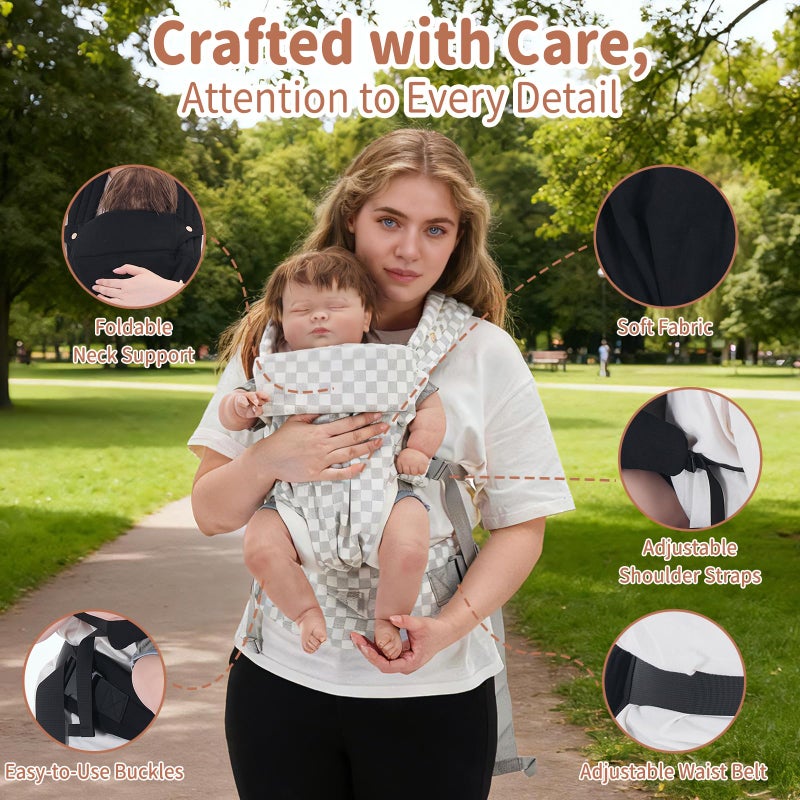 GENTLE MONSTER Baby Carrier Newborn to Toddler - Ergonomic Breathable Soft Structured Carrier with Breathable Mesh Lightweight Baby Holder with Lumbar Support Hands-Free Babywearing for Plus Size Parents White - Image 4
