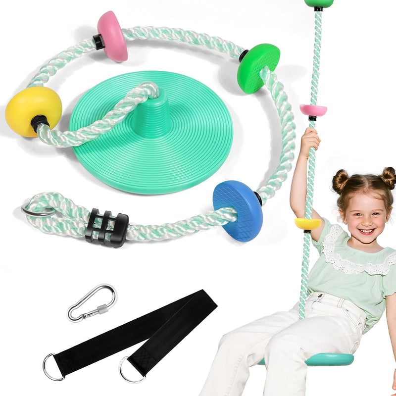 ZNCMRR Tree Swings for Kids Outdoor Rope Swing for Tree Climbing Rope for Kids Disc Swing Indoor Outdoor Swing Set Accessories(Candy Green) - Image 1