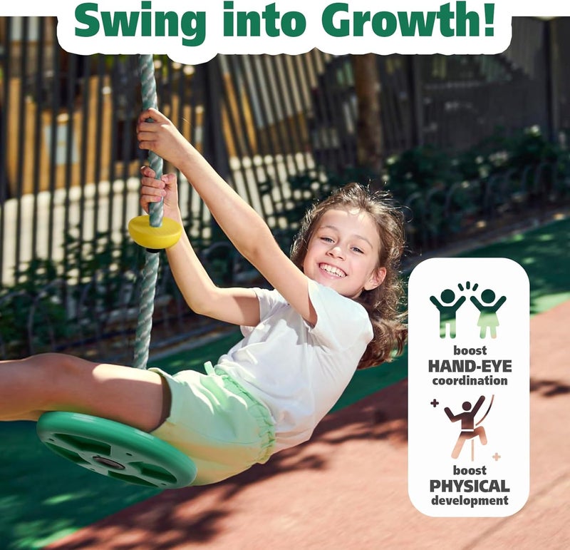 ZNCMRR Tree Swings for Kids Outdoor Rope Swing for Tree Climbing Rope for Kids Disc Swing Indoor Outdoor Swing Set Accessories(Candy Green) - Image 3