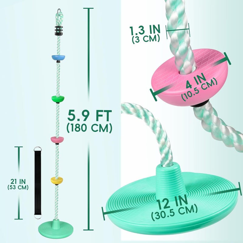 ZNCMRR Tree Swings for Kids Outdoor Rope Swing for Tree Climbing Rope for Kids Disc Swing Indoor Outdoor Swing Set Accessories(Candy Green) - Image 4