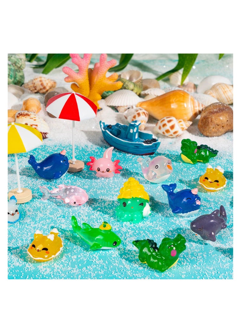 Y&D - SYOSI, 30Pcs Ocean Themed Mini Resin Animals Figures, Tiny for Fish Tank, Micro Landscape Aquarium, Birthday Party and Sea - Image 1